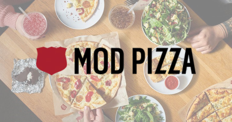 logo for mod pizza over a decorative background of a meal