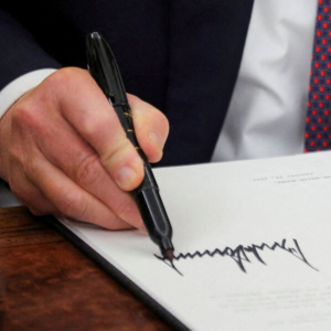 stock image of an executive order being signed