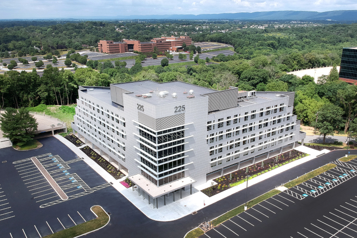 aerial shot of a multifloor office building