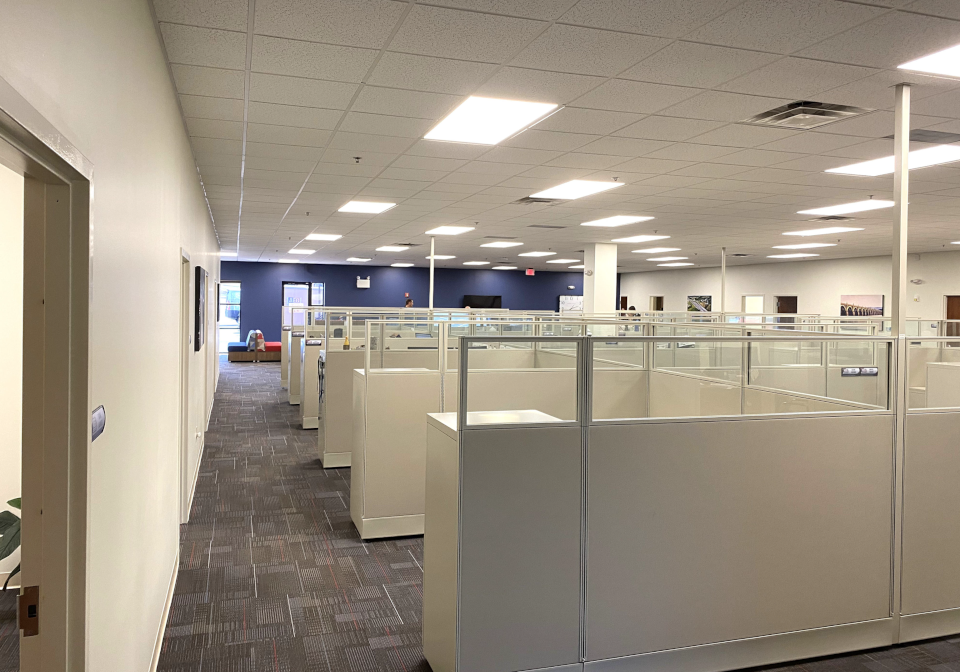 Some cubicles in AEG's new office