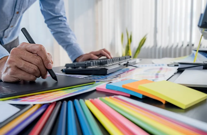Busy worker at his desk